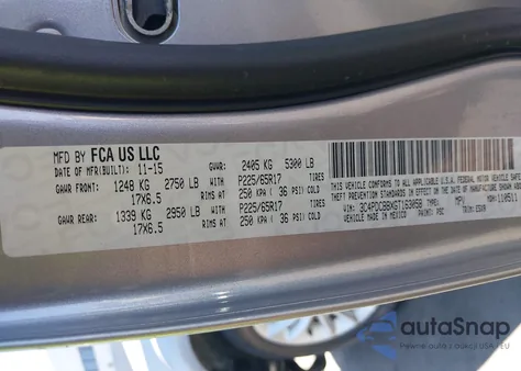 2016 Dodge Journey Sxt из США, поврежденный, VIN 3C4PDCBBXGT163058